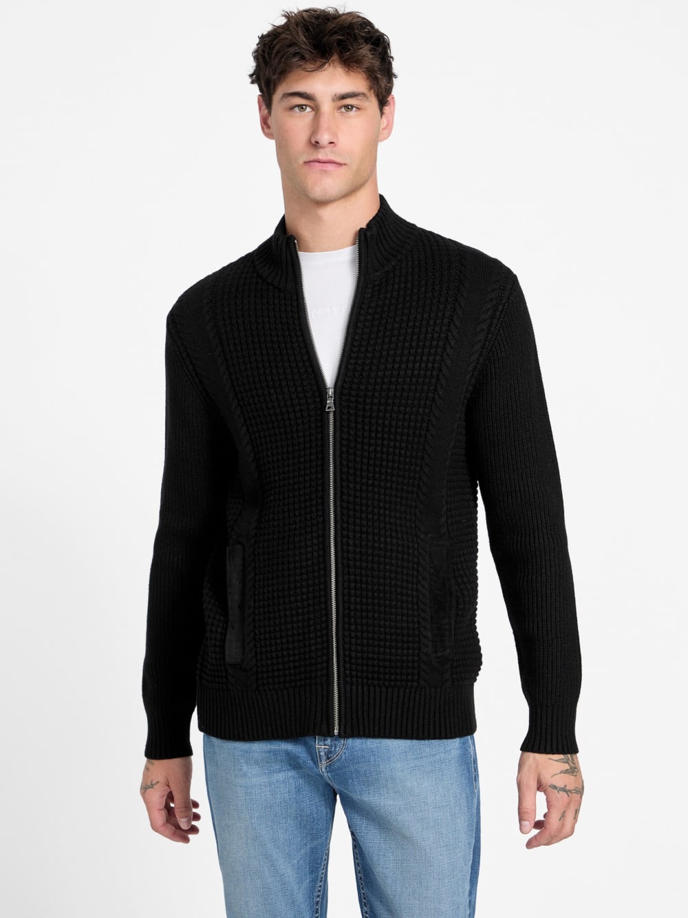 Eco Ryder Waffle-Knit Cardigan - Guess