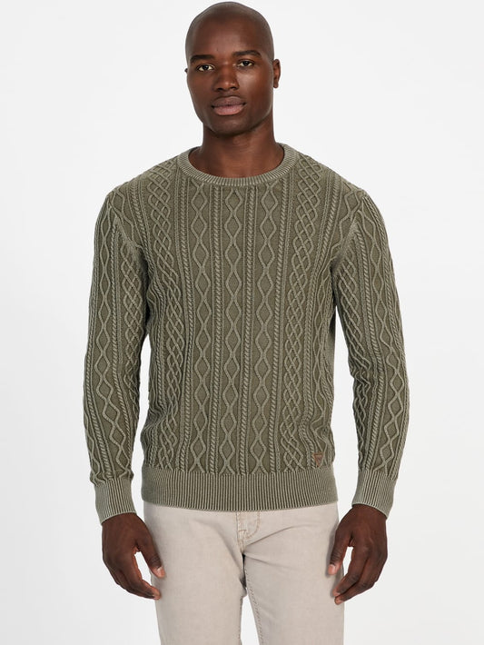Herman Cable-Knit Washed Sweater - Guess