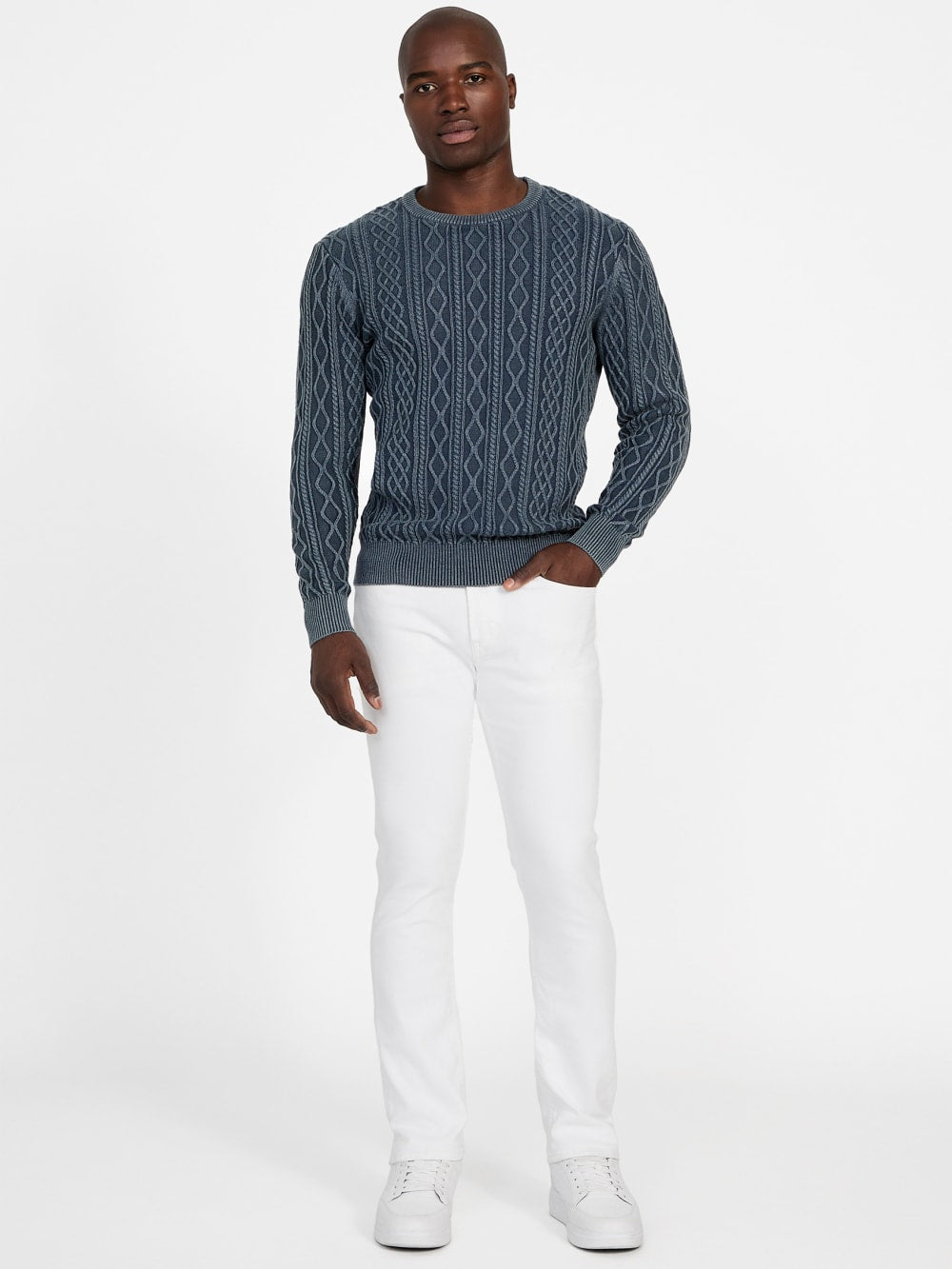 Herman Cable-Knit Washed Sweater - Guess