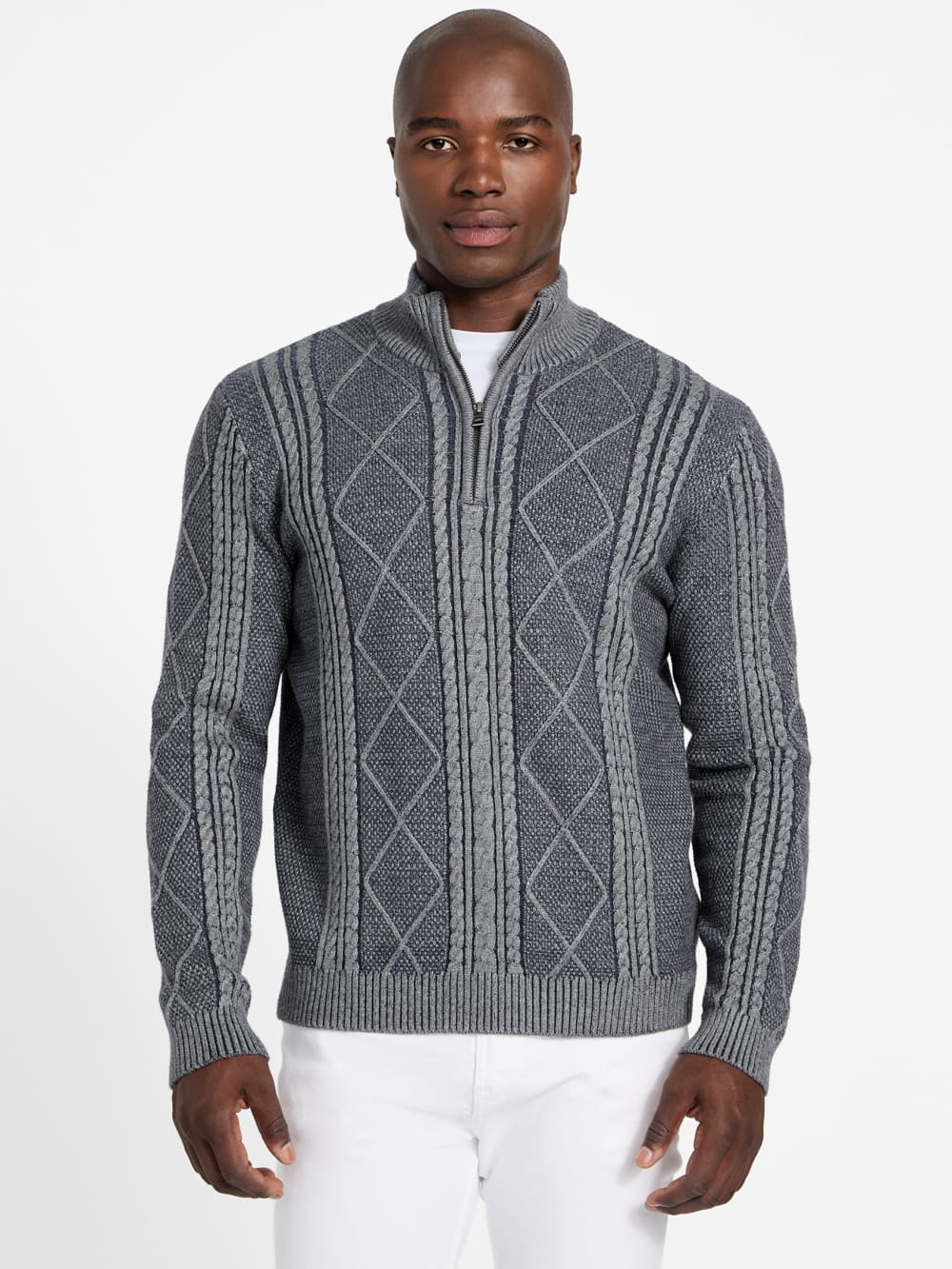 Eco Noel Zip Cable-Knit Sweater - Guess