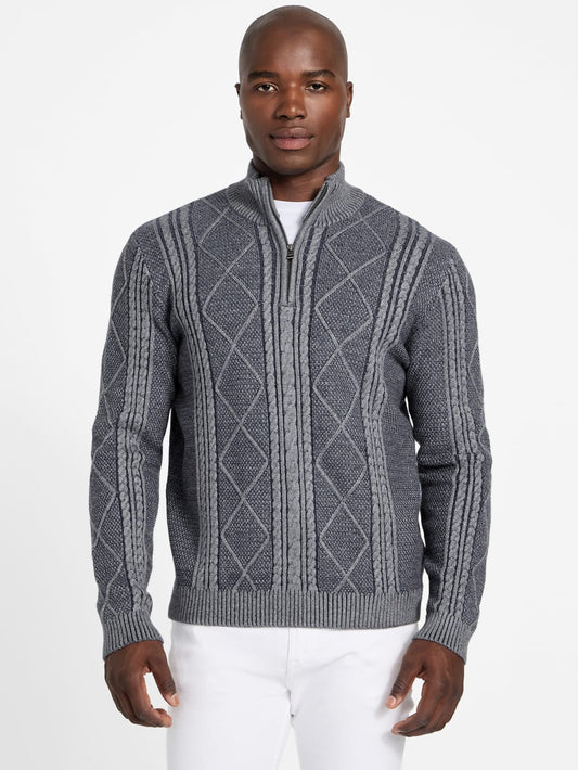 Eco Noel Zip Cable-Knit Sweater - Guess