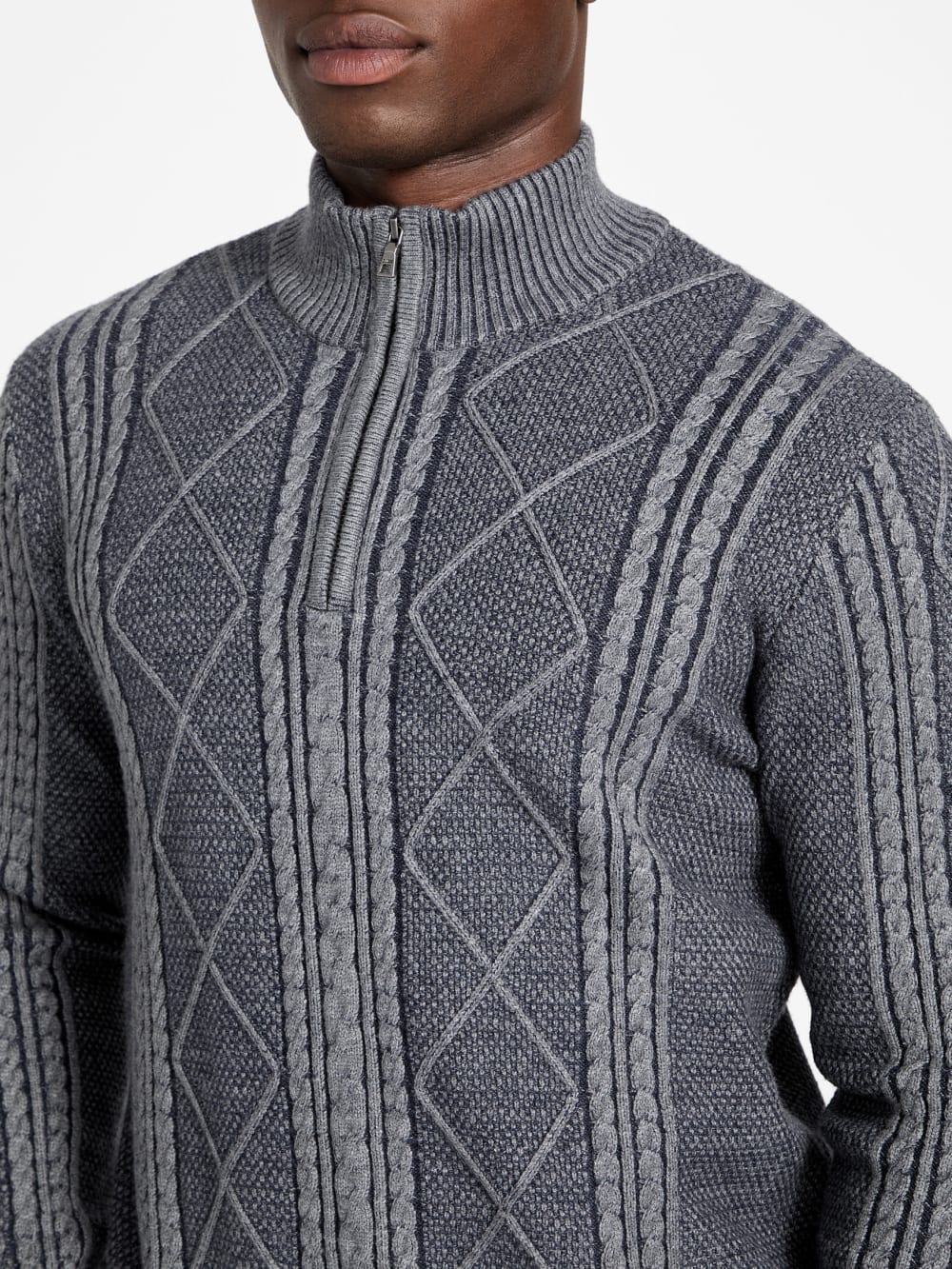Eco Noel Zip Cable-Knit Sweater - Guess