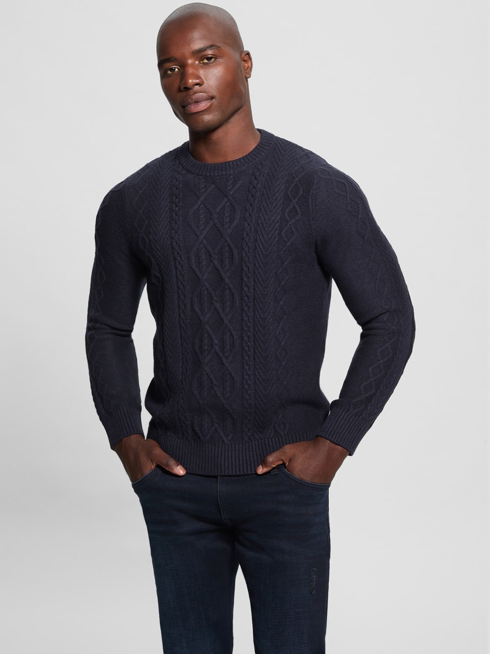 Eco Noah Crewneck Celtic Cable-Knit Sweater - Guess