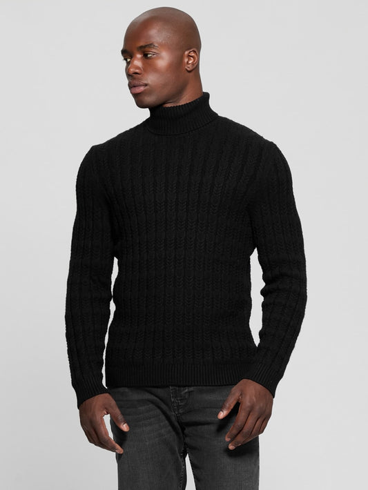 Eco Ezra Turtleneck Cable-Knit Sweater - Guess