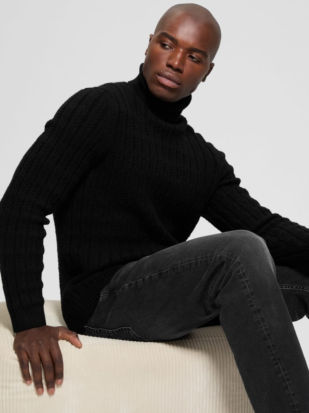 Eco Ezra Turtleneck Cable-Knit Sweater - Guess