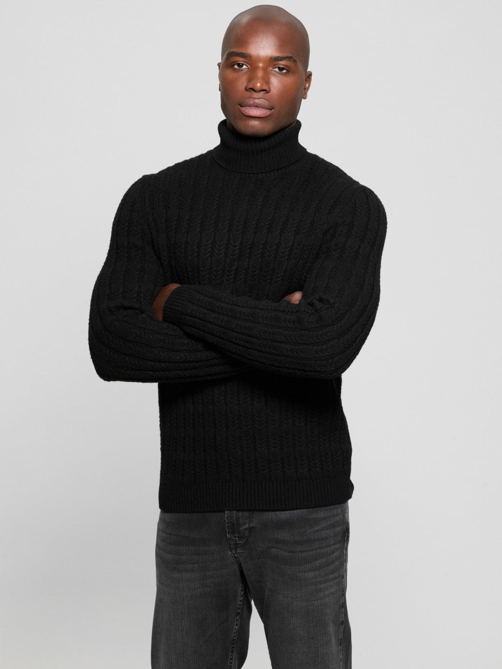 Eco Ezra Turtleneck Cable-Knit Sweater - Guess