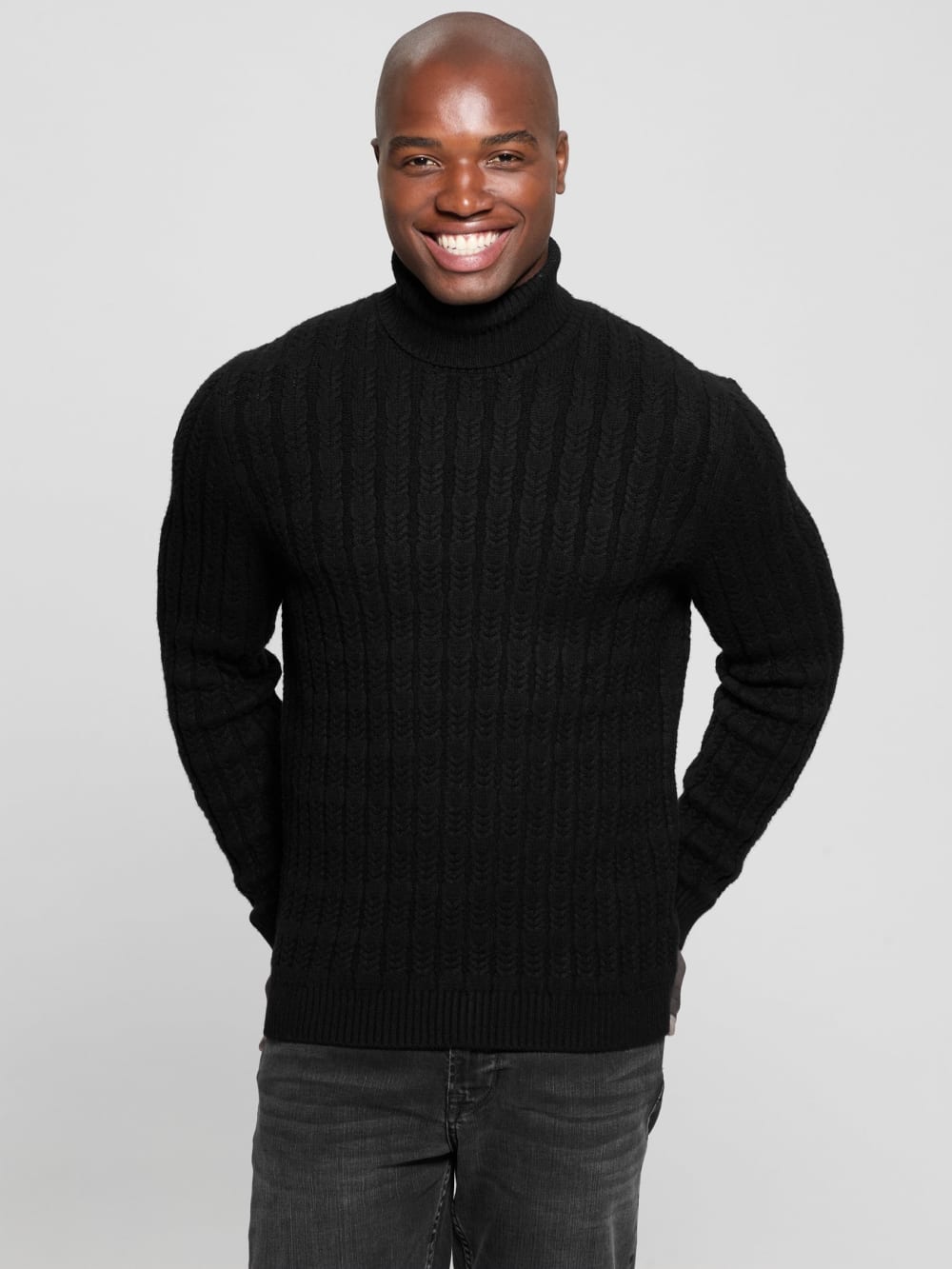 Eco Ezra Turtleneck Cable-Knit Sweater - Guess