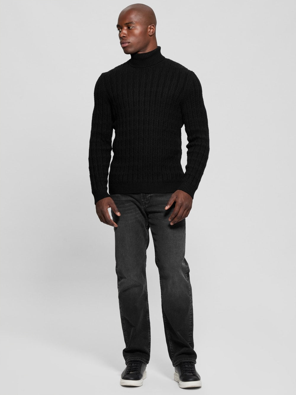 Eco Ezra Turtleneck Cable-Knit Sweater - Guess