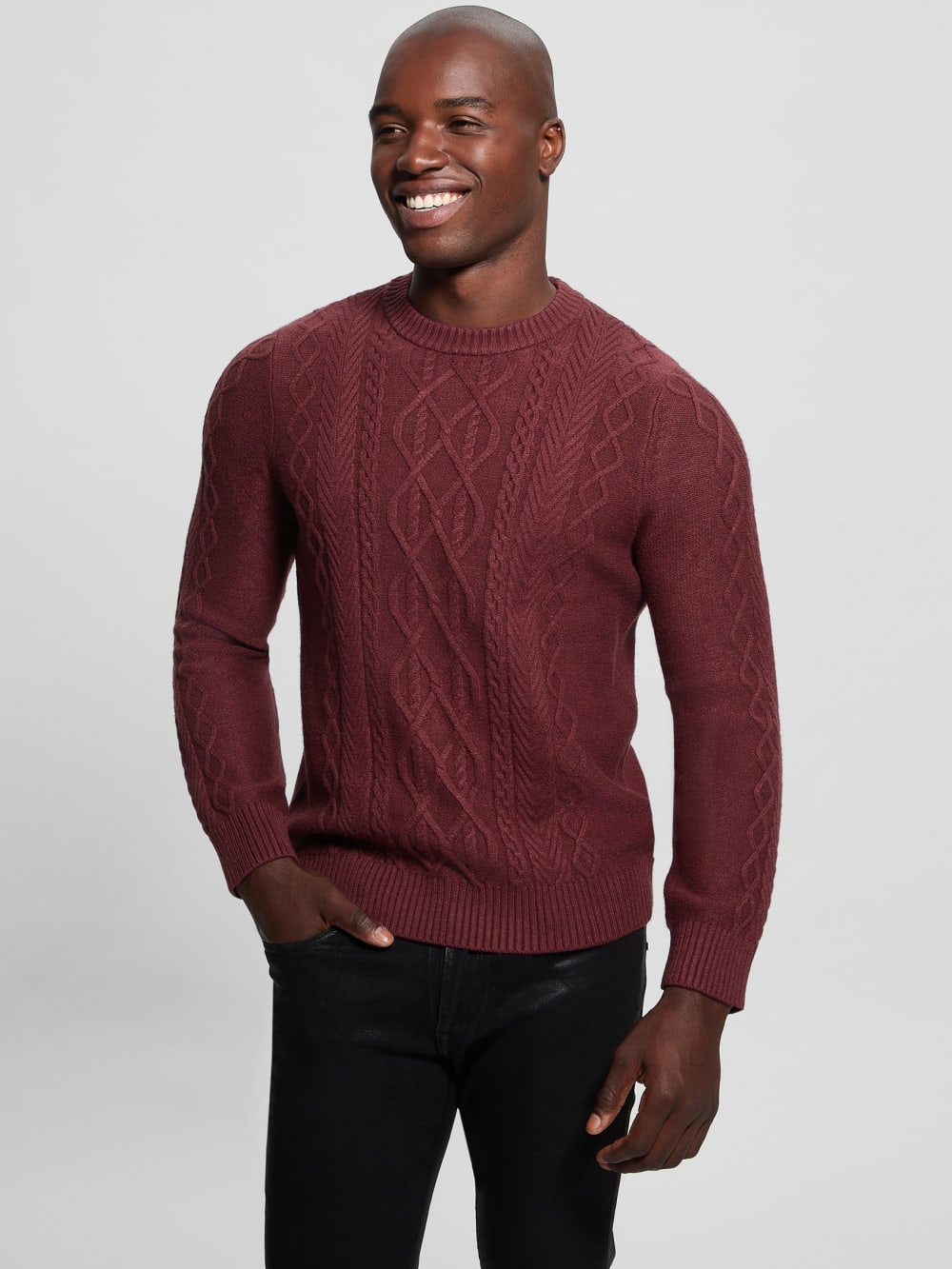 Eco Noah Crewneck Celtic Cable-Knit Sweater - Guess
