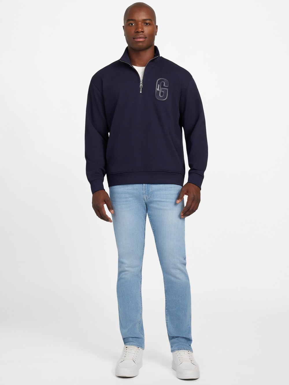 Eco Harris Twill Zip Mock Neck Sweater - Guess