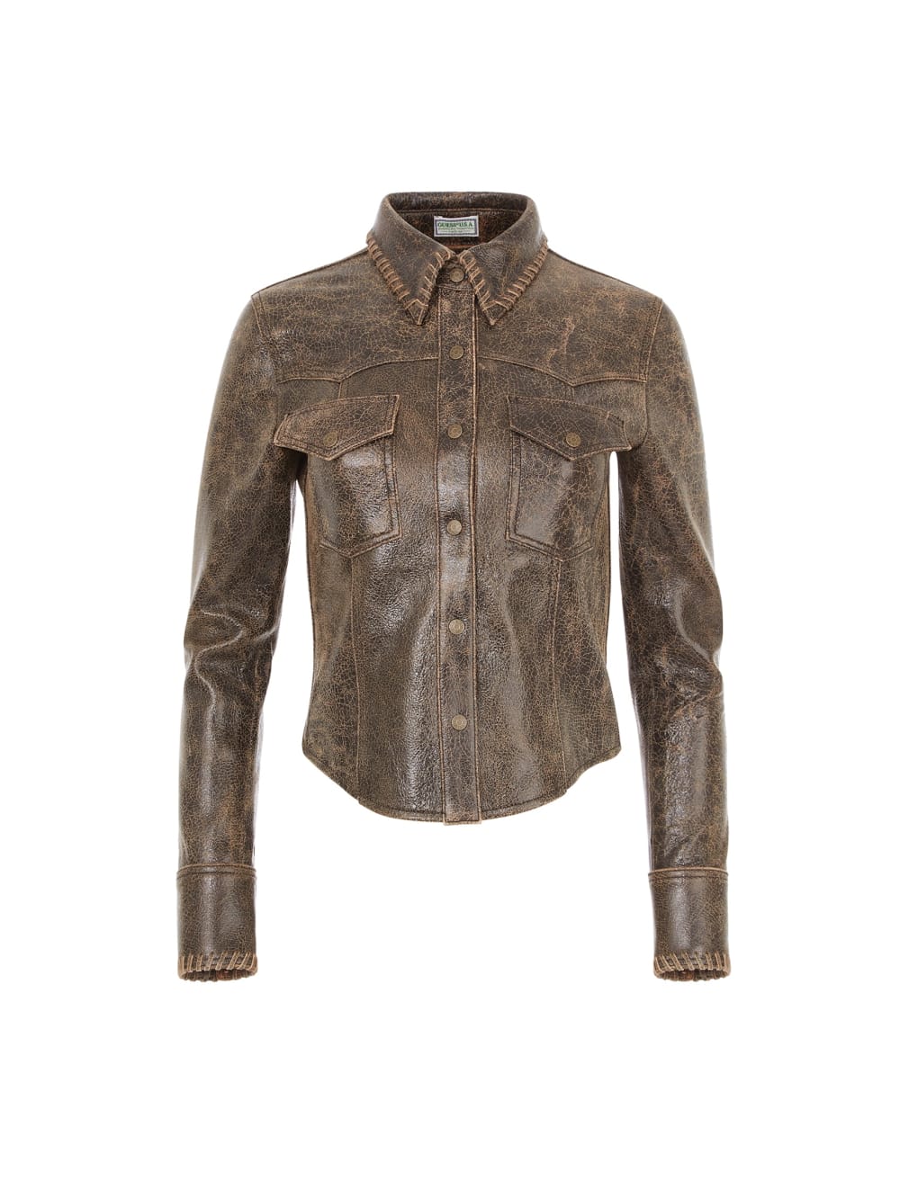 crackle leather jacket - Guess