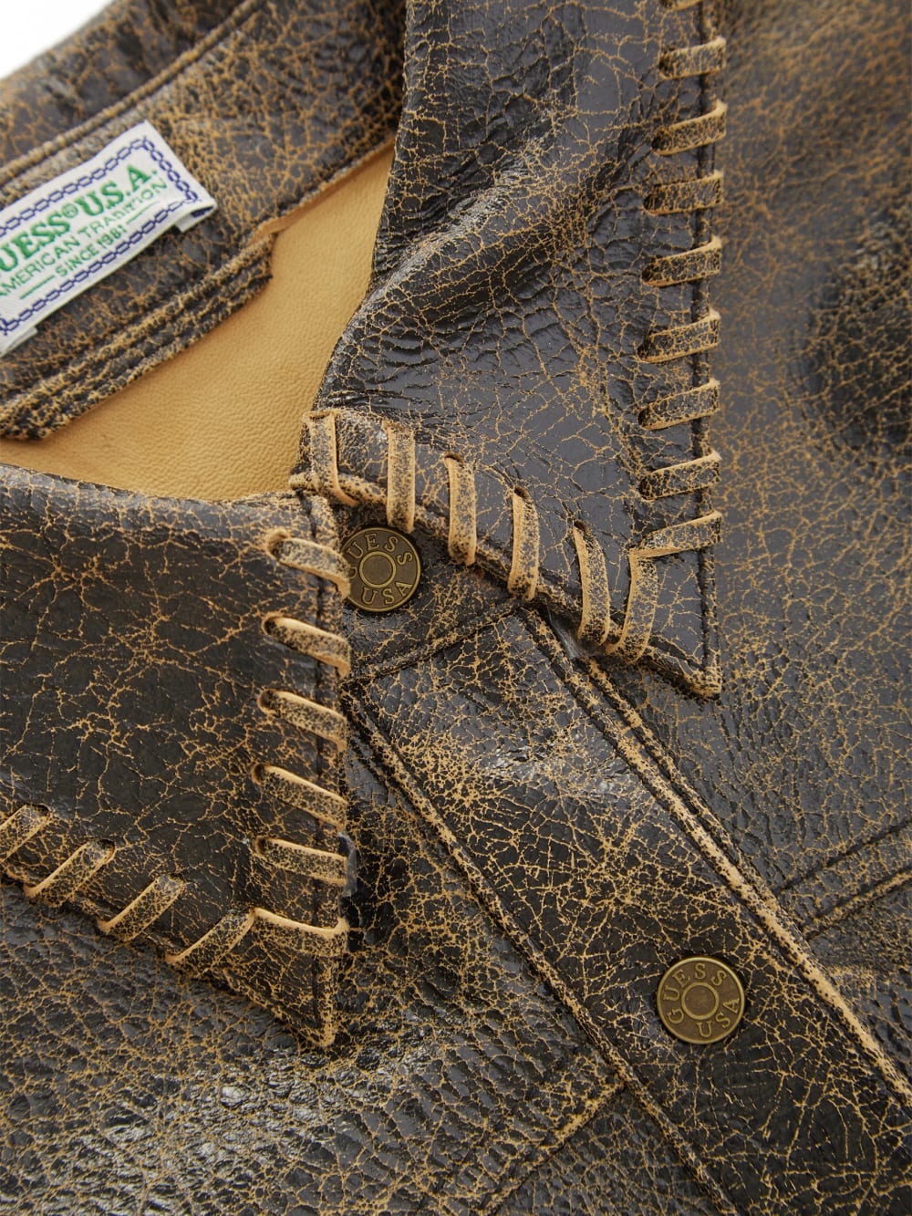 crackle leather jacket - Guess