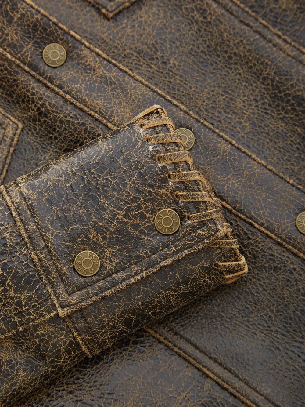 crackle leather jacket - Guess