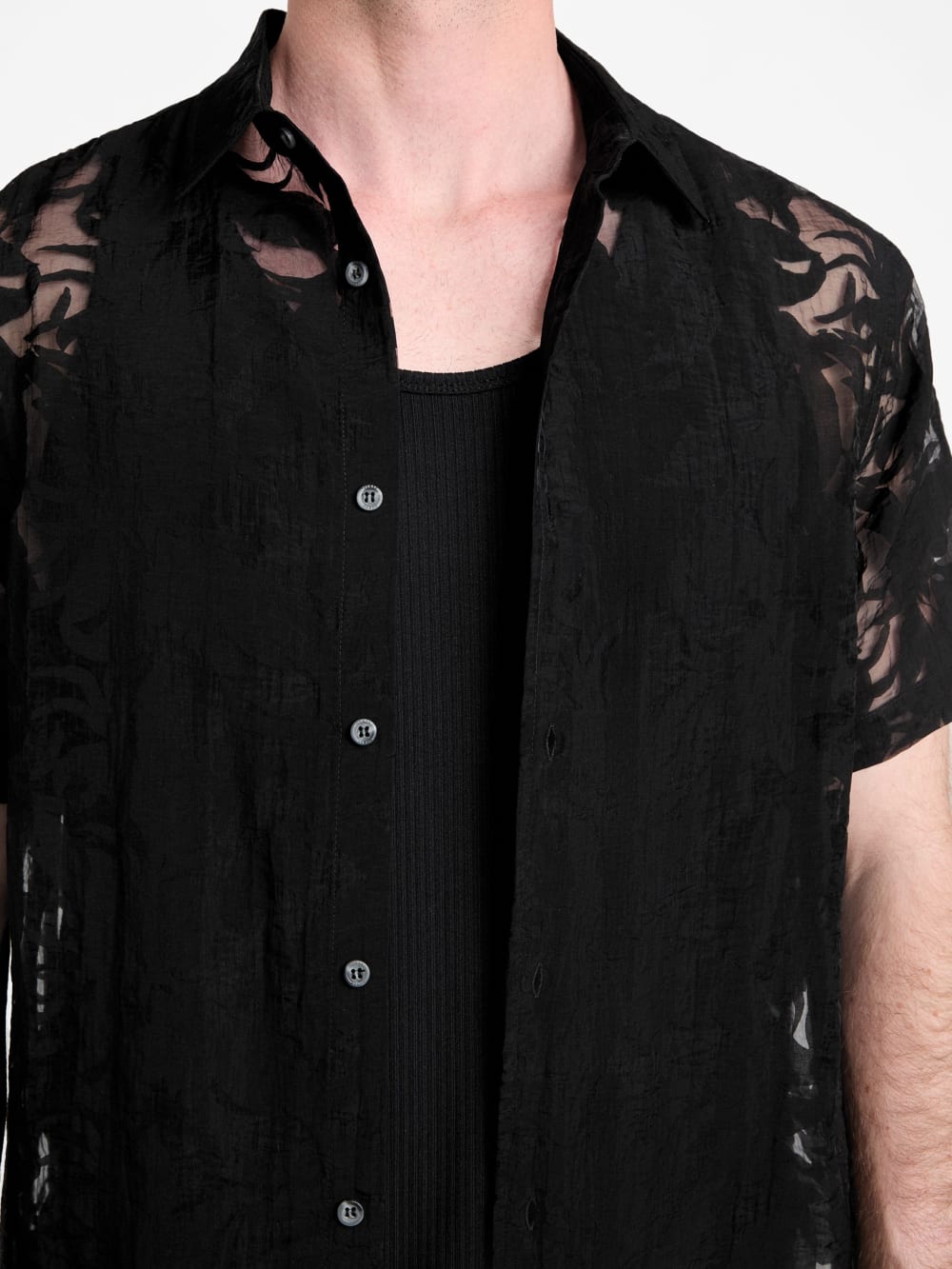 Floral Devore Burnout Shirt - Guess