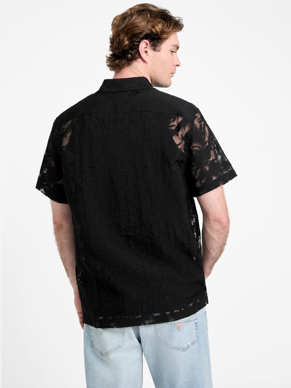 Floral Devore Burnout Shirt - Guess
