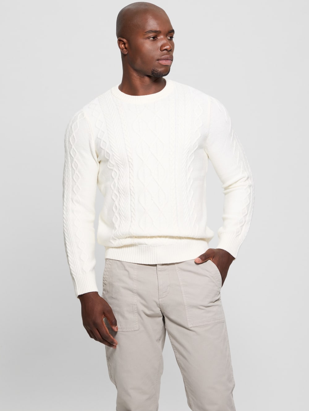 Eco Noah Crewneck Celtic Cable-Knit Sweater - Guess