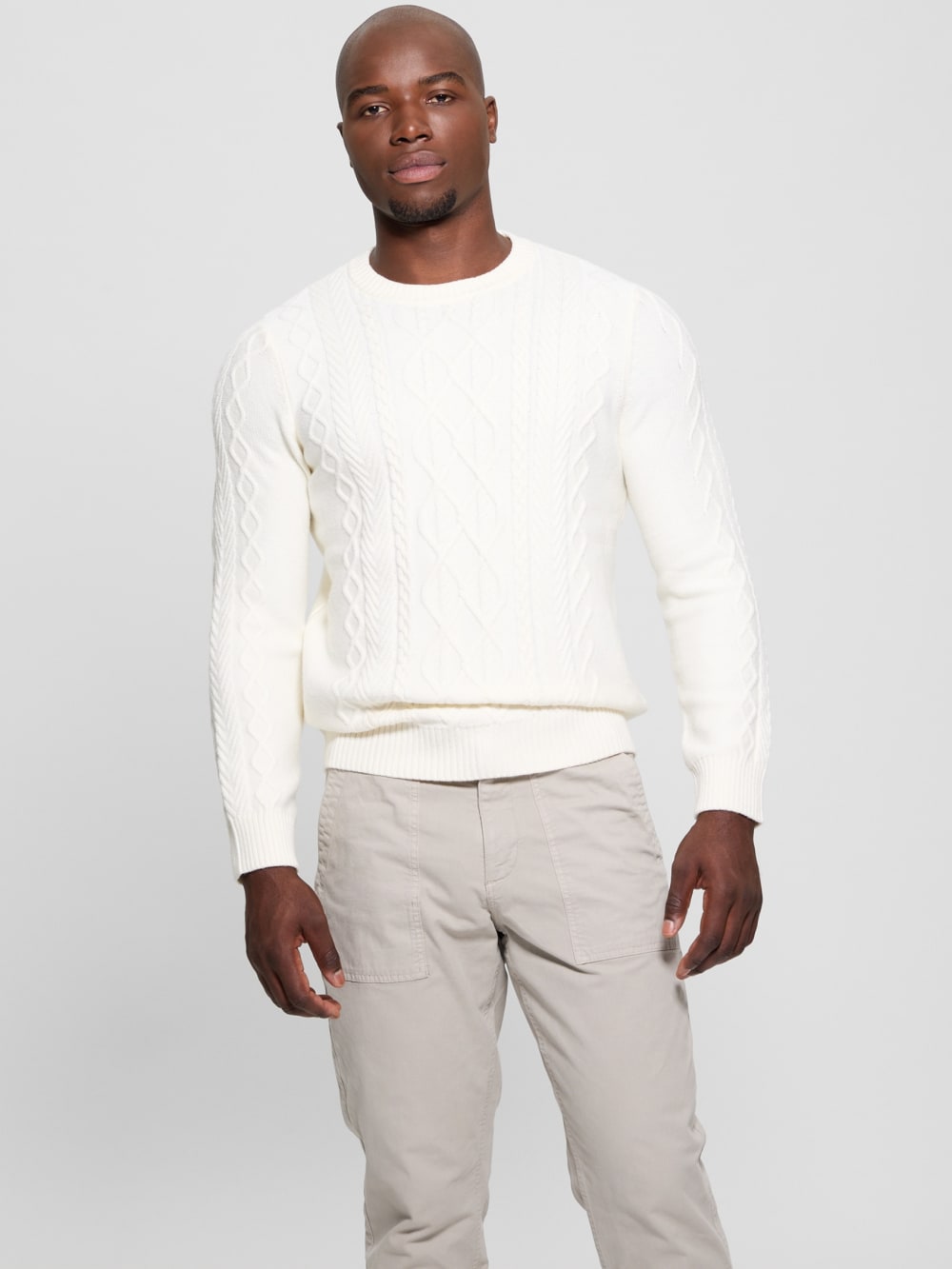 Eco Noah Crewneck Celtic Cable-Knit Sweater - Guess