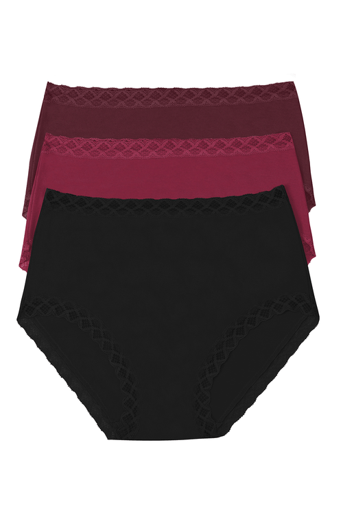 NATORI Buy Bliss Full Brief 3 Pack in Vino/Crushed Velvet/Black Online