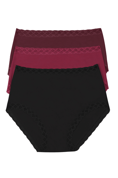 NATORI Buy Bliss Full Brief 3 Pack in Vino/Crushed Velvet/Black Online