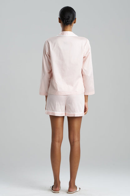 NATORI Cotton Sateen Embroidered Essentials Notch Shorts PJ