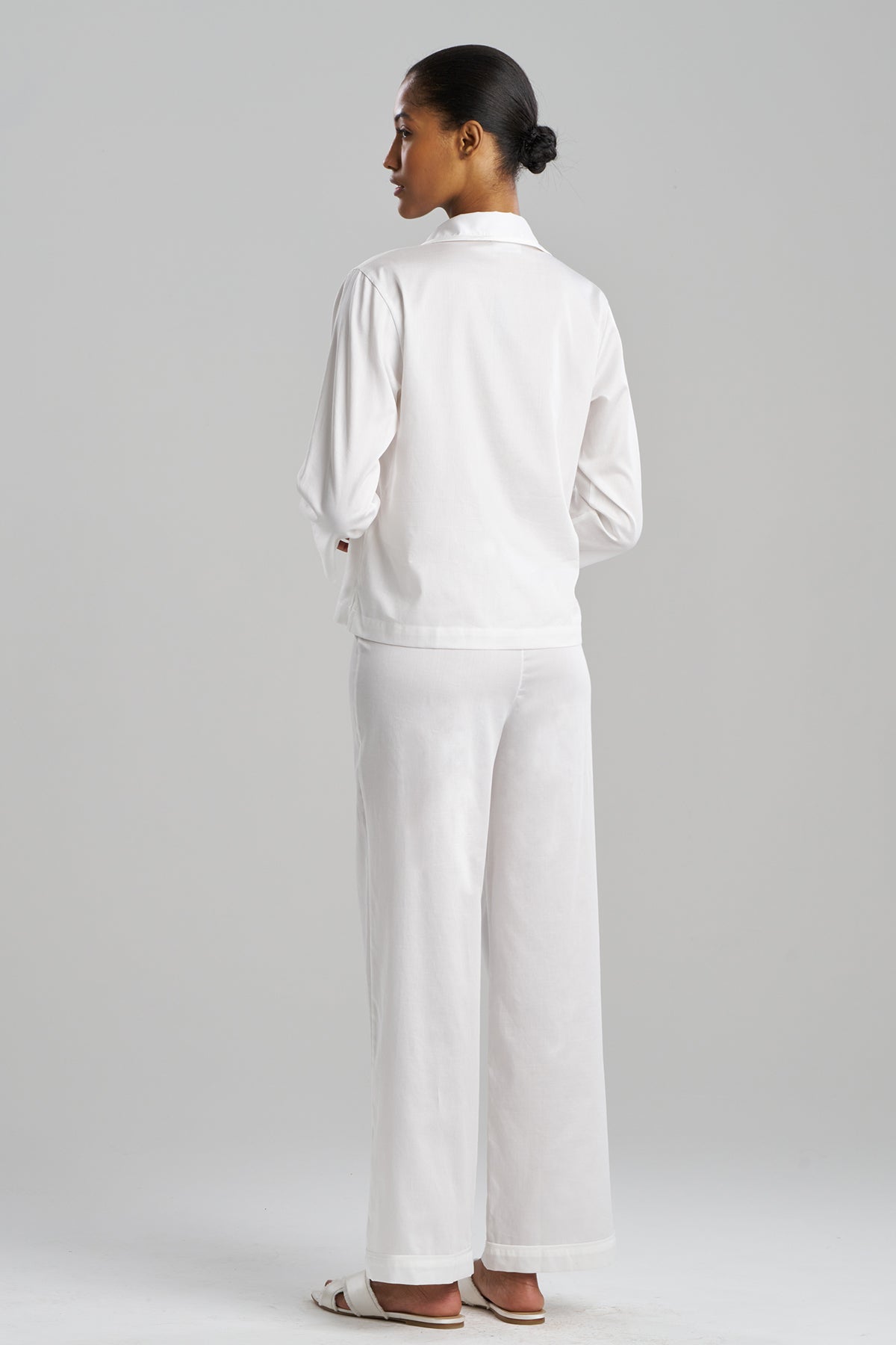 NATORI Cotton Sateen Embroidered Essentials Notch PJ