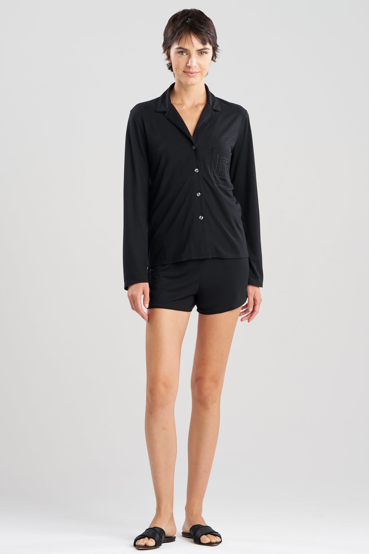NATORI Shangri-La Embroidered TENCEL™ Notch Shorts PJ