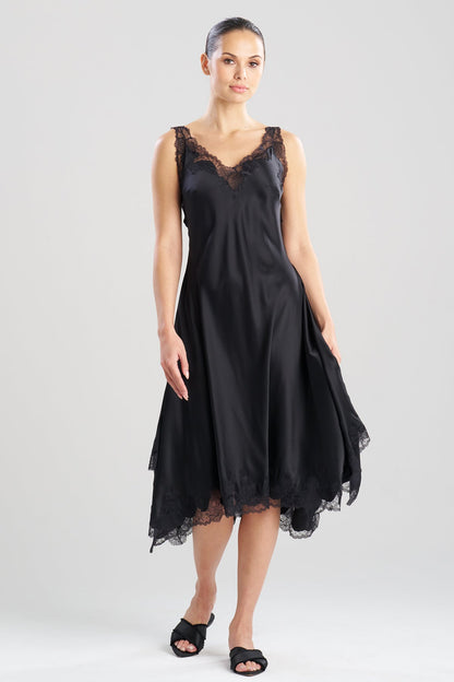 NATORI Lolita Asymmetrical Silk Slip Dress
