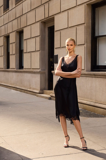 NATORI Lolita Asymmetrical Silk Slip Dress