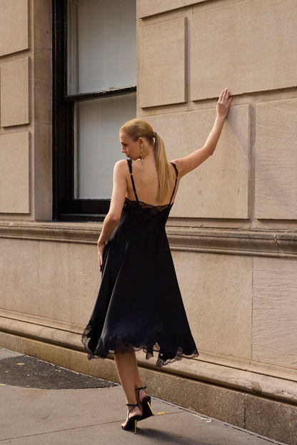 NATORI Lolita Asymmetrical Silk Slip Dress