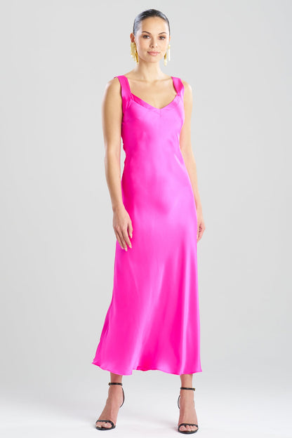 NATORI Key Backless Silk Slip Dress