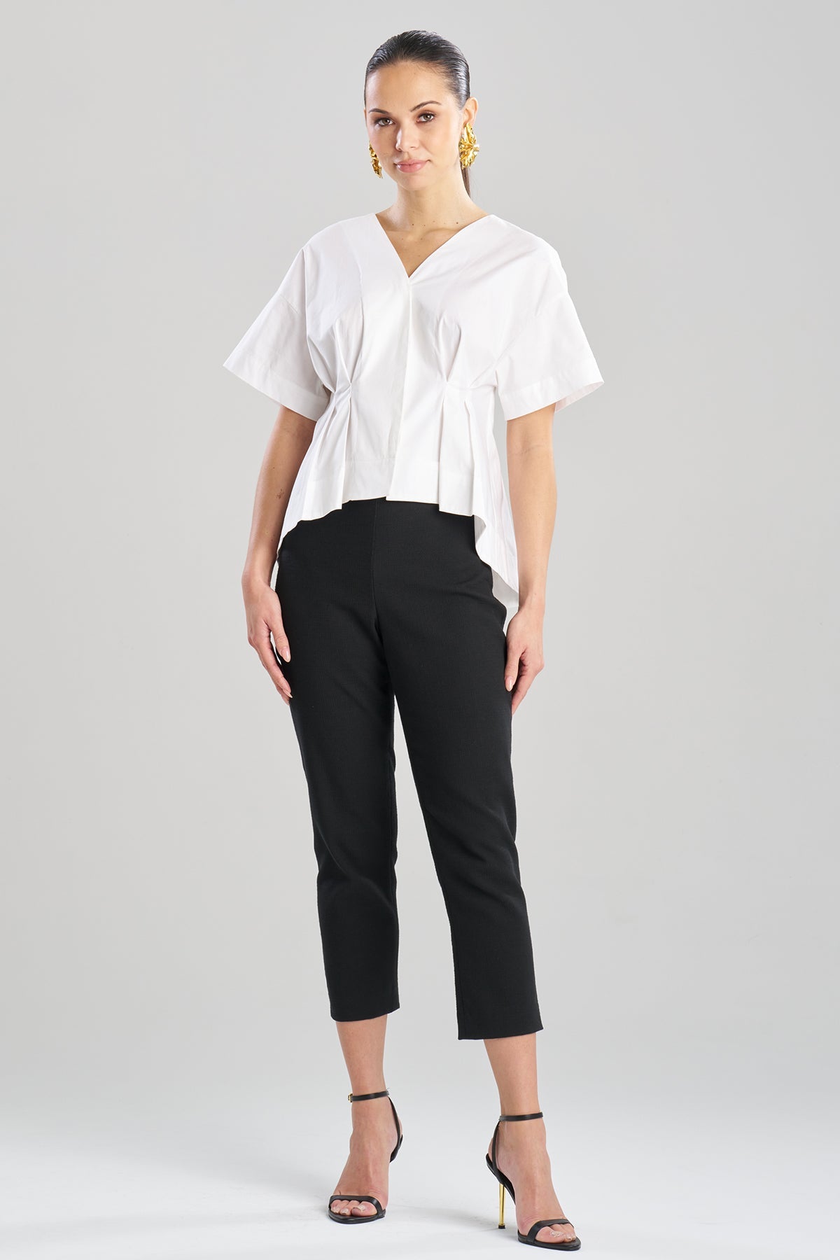 NATORI Cotton Poplin Pleated Back Cocoon Shirt