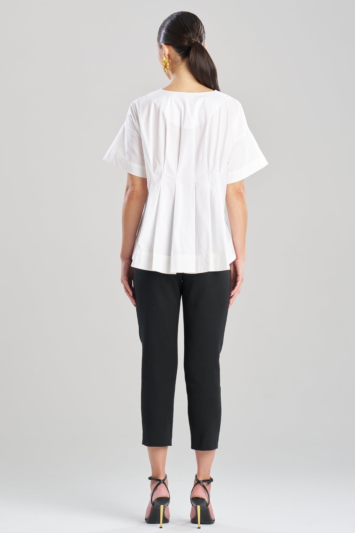 NATORI Cotton Poplin Pleated Back Cocoon Shirt