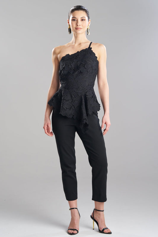 NATORI Peony Floral Lace Asymmetric Halter Top