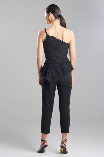 NATORI Peony Floral Lace Asymmetric Halter Top