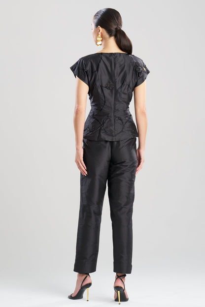 NATORI Couture Silk Dupioni Embellished Top