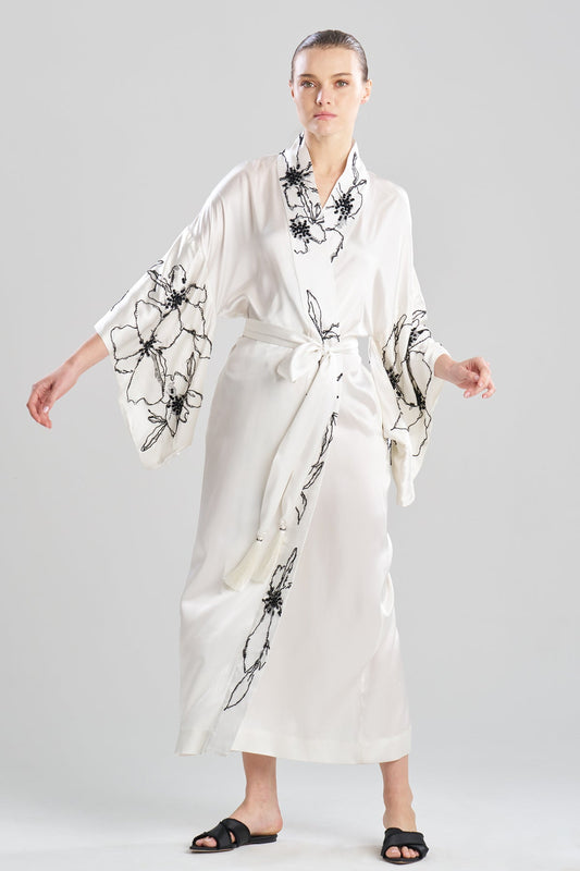NATORI Couture Yumi Embroidered Silk Robe