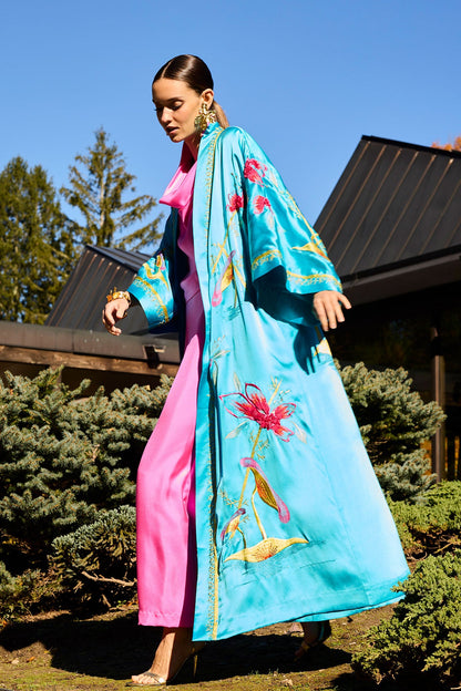 NATORI Couture Bali Embroidered Silk Robe