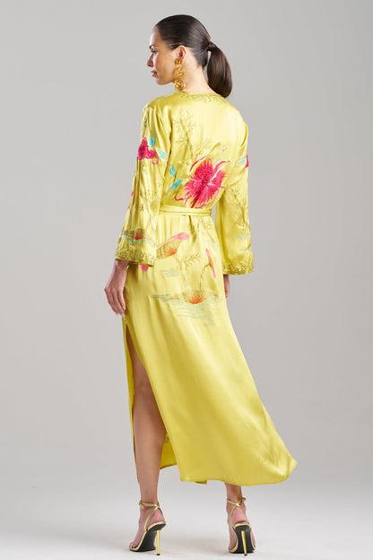 NATORI Couture Bali Embroidered Silk Caftan
