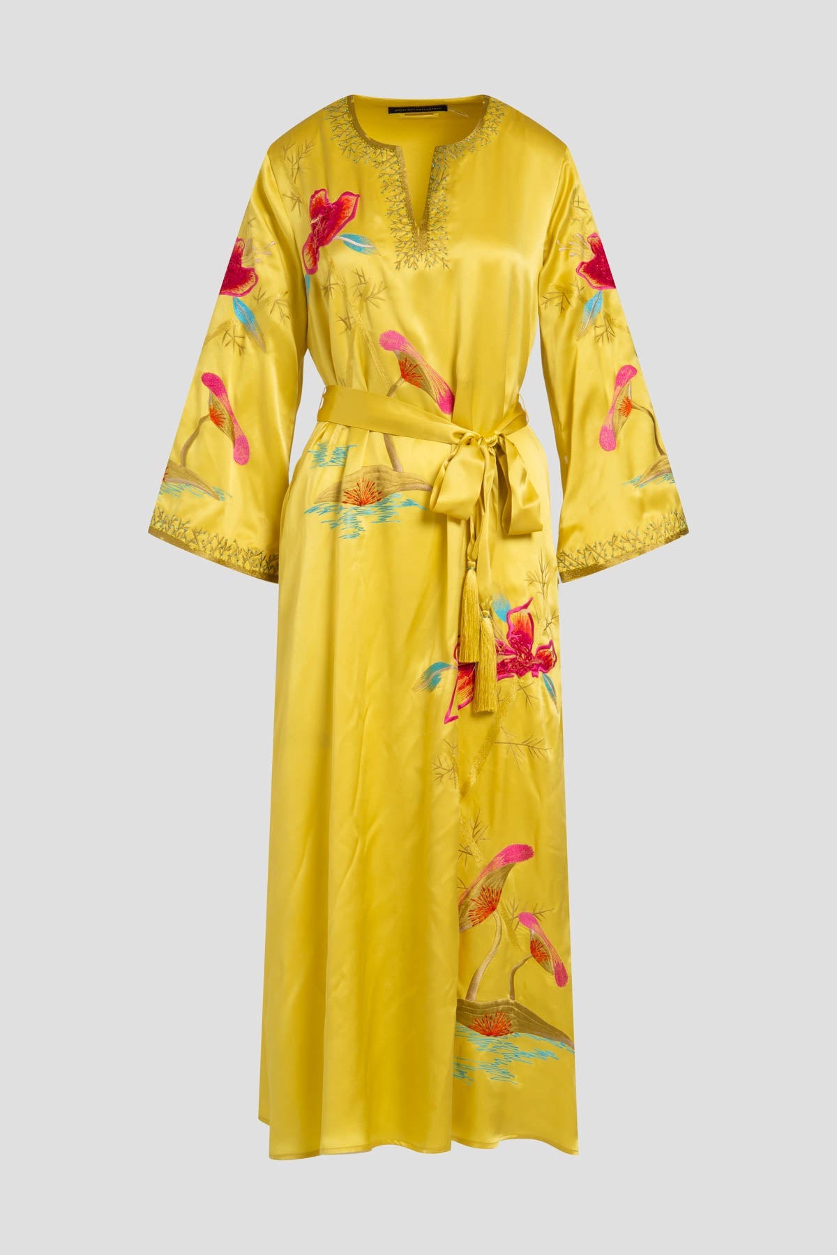 NATORI Couture Bali Embroidered Silk Caftan