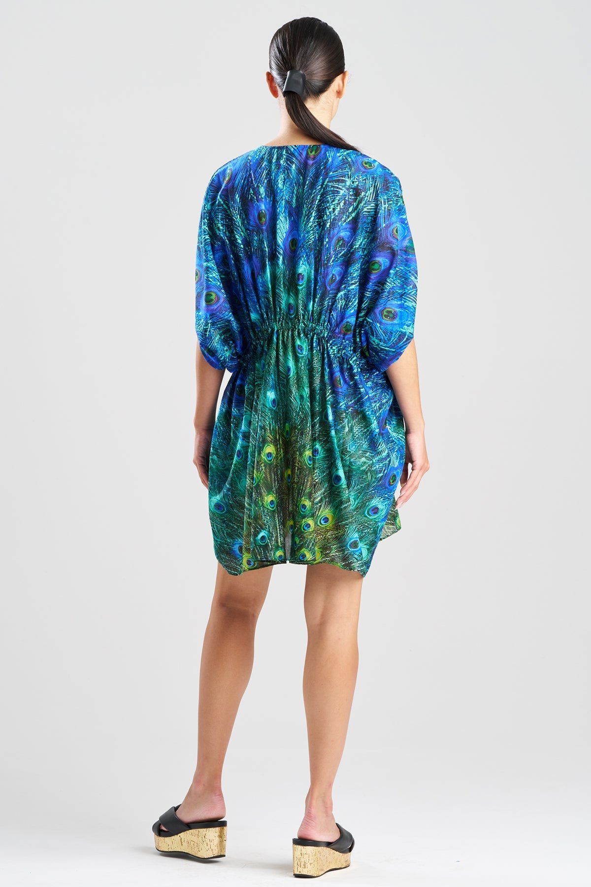 NATORI Peacock Cotton Voile Short Caftan