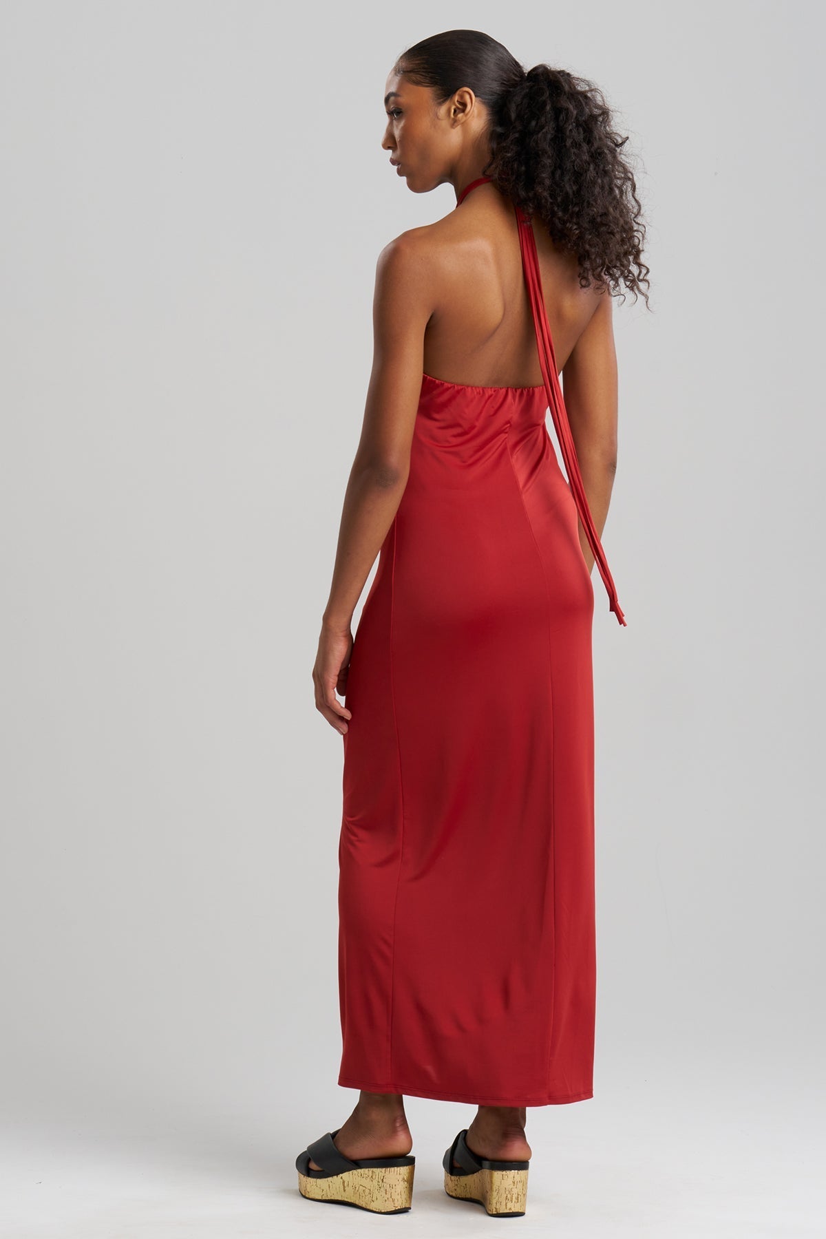 NATORI Solid Jersey Halter Dress