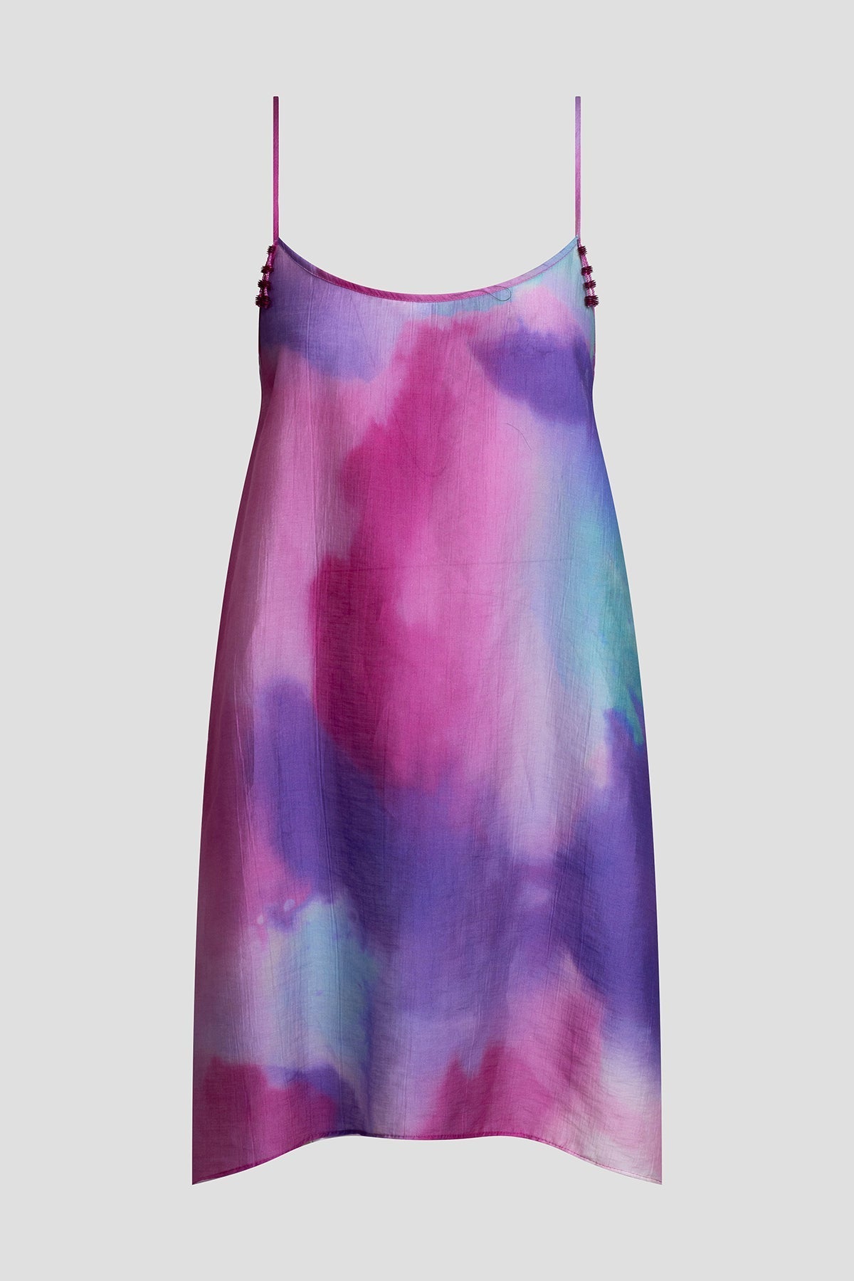 NATORI Watercolor Sheer Texture Scoop Mini Dress