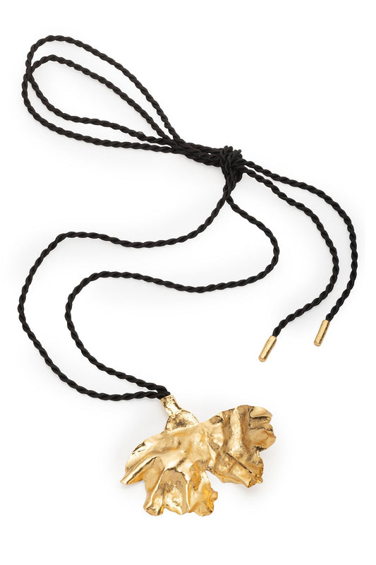 NATORI Peony Gold Plated Oversized Pendant Rope Belt