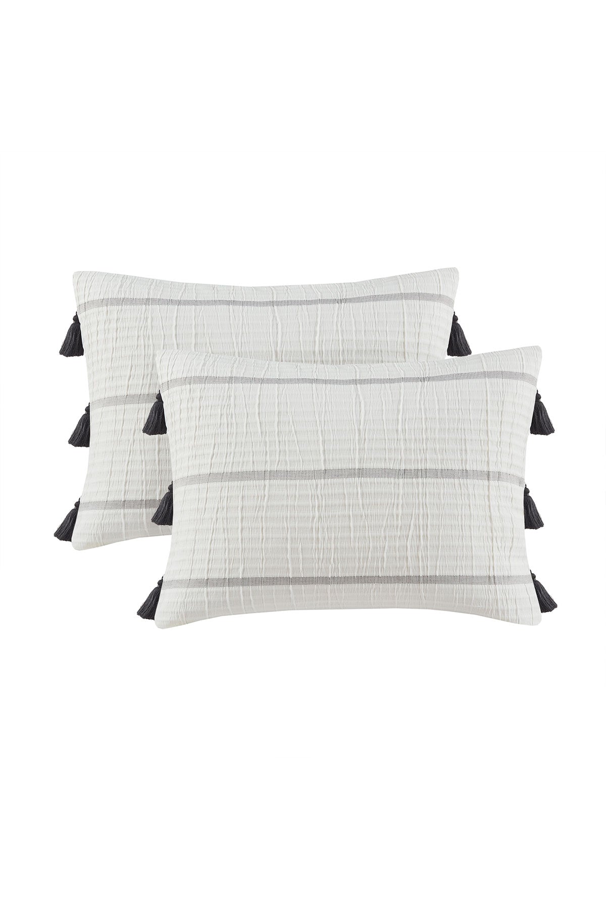 NATORI Buy Naru 4 Piece Jacquard Stripe Comforter Mini Set in Ivory/Gray Online