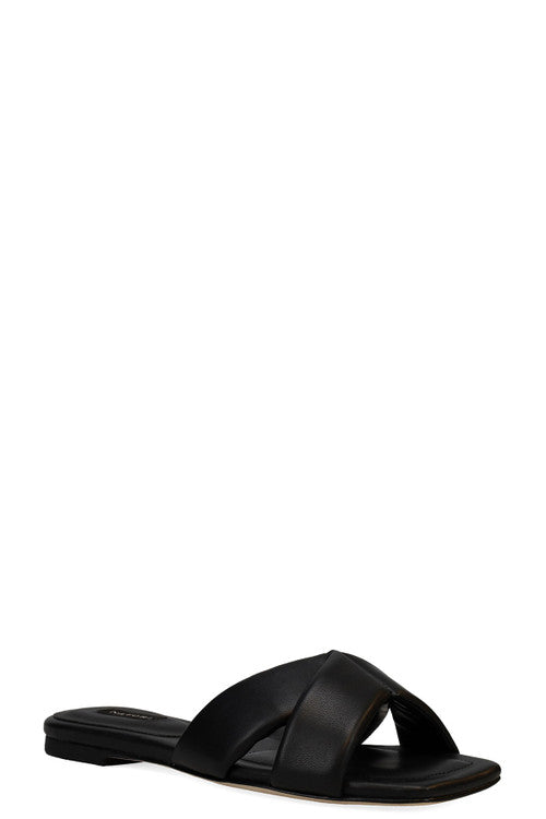 NATORI Buy Vitta Nappa Leather Slide Sandals in Black Online