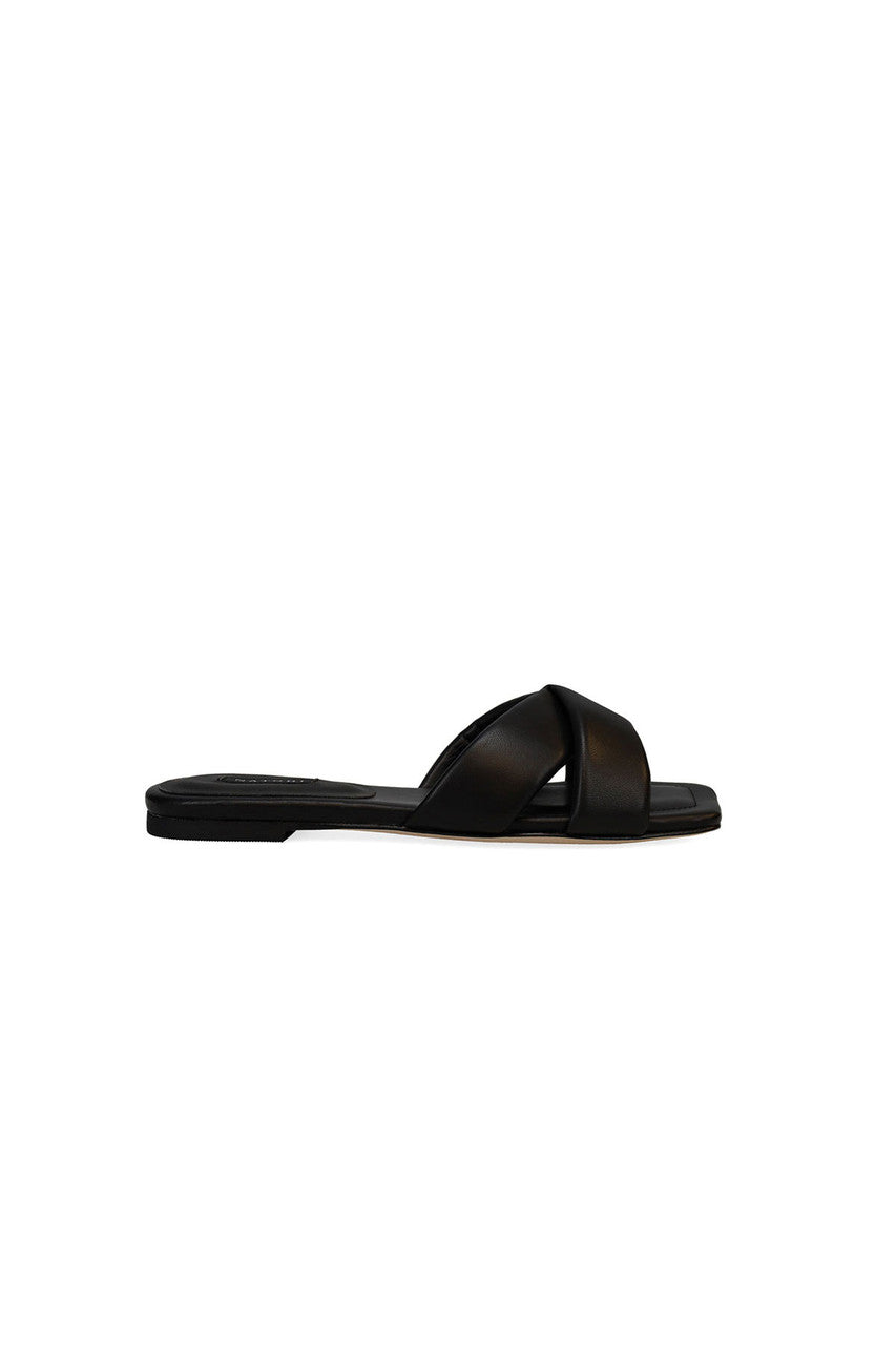 NATORI Buy Vitta Nappa Leather Slide Sandals in Black Online