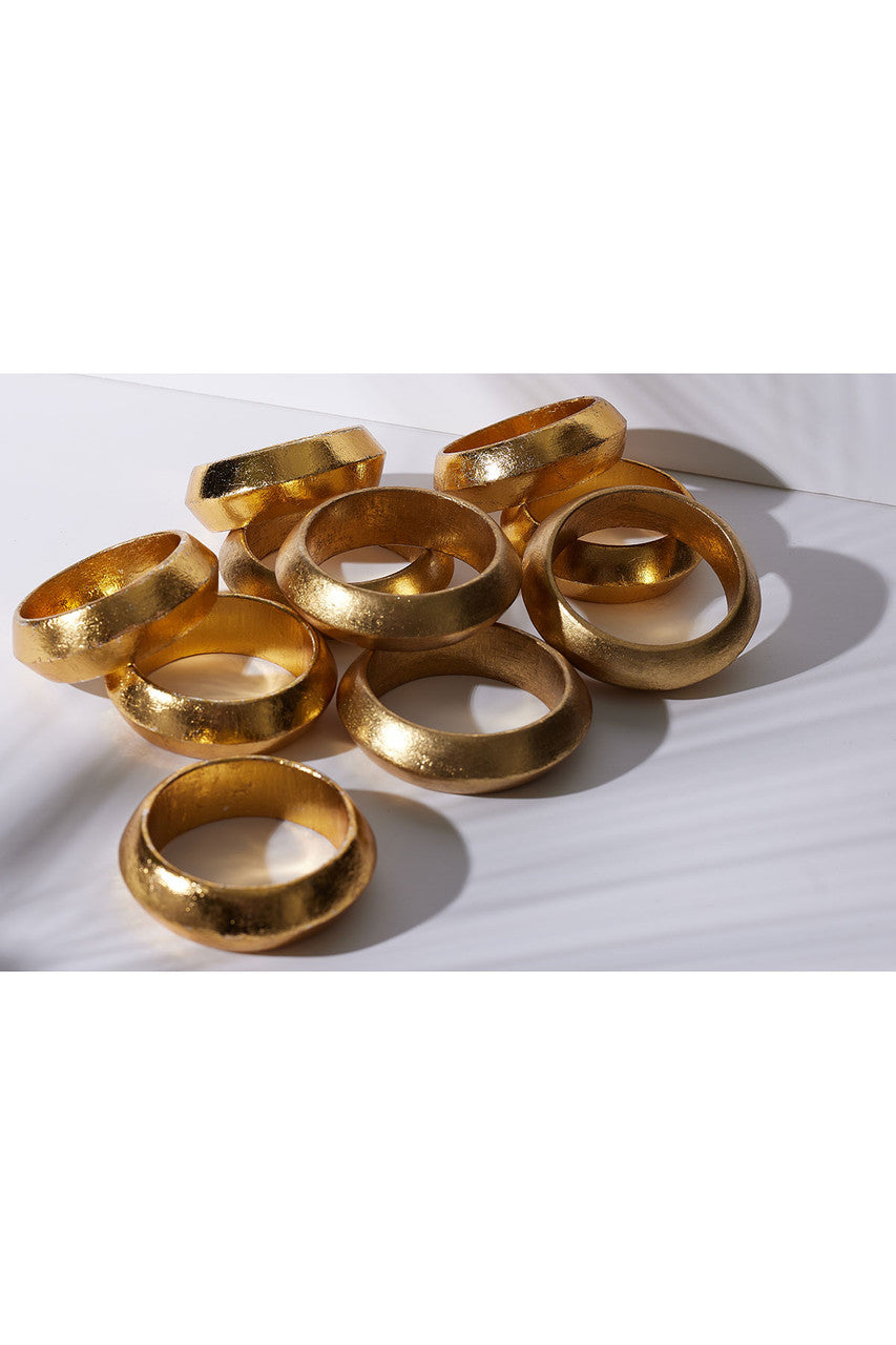 NATORI Buy Acacia Wood and Gold Plated Bangle Set in Antique Gold Online