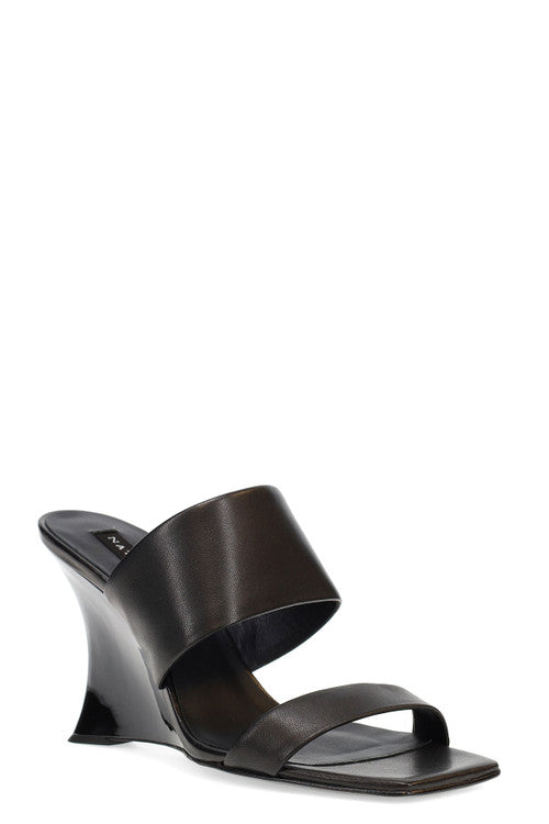 NATORI Buy Balli High Wedge Slide Sandals in Black Online