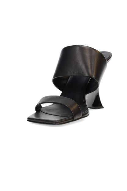 NATORI Buy Balli High Wedge Slide Sandals in Black Online
