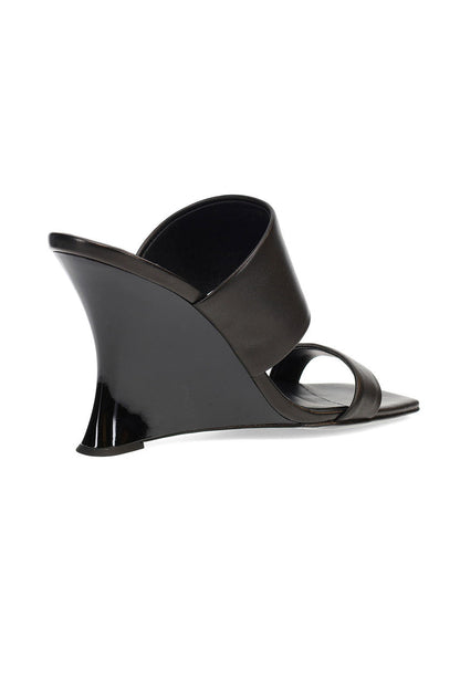 NATORI Buy Balli High Wedge Slide Sandals in Black Online